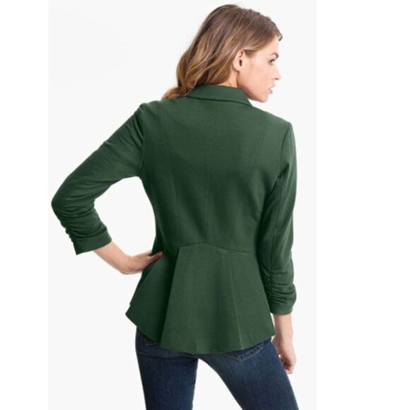 Gibson Knit Riding Jacket with Peaked Lapel and Peplum Back - Picture 1 of 8